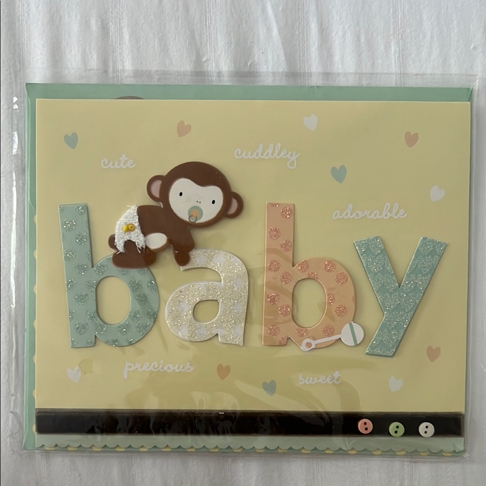 Baby Shower Card with Monkey Design